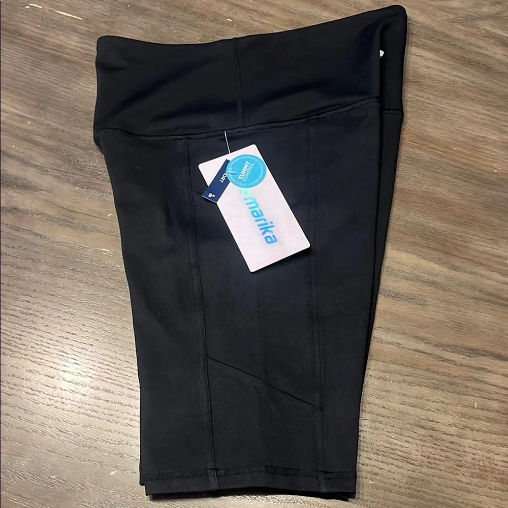 NEW Marika Brenda Side Pocket Tummy Control Bermuda Shorts 9” in Black